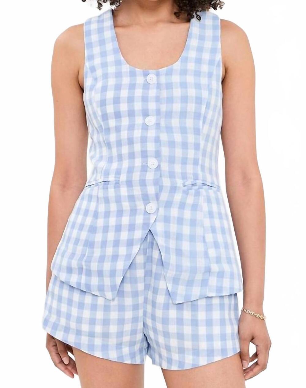 NEW BLANKNYC beach picnic top in blue combo